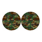Green And Brown Camouflage Print Car Coasters
