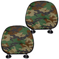 Green And Brown Camouflage Print Car Headrest Covers