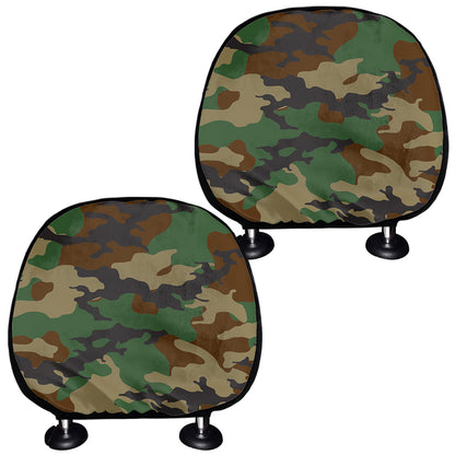 Green And Brown Camouflage Print Car Headrest Covers