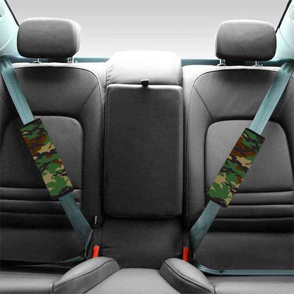 Green And Brown Camouflage Print Car Seat Belt Covers