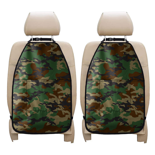 Green And Brown Camouflage Print Car Seat Organizers