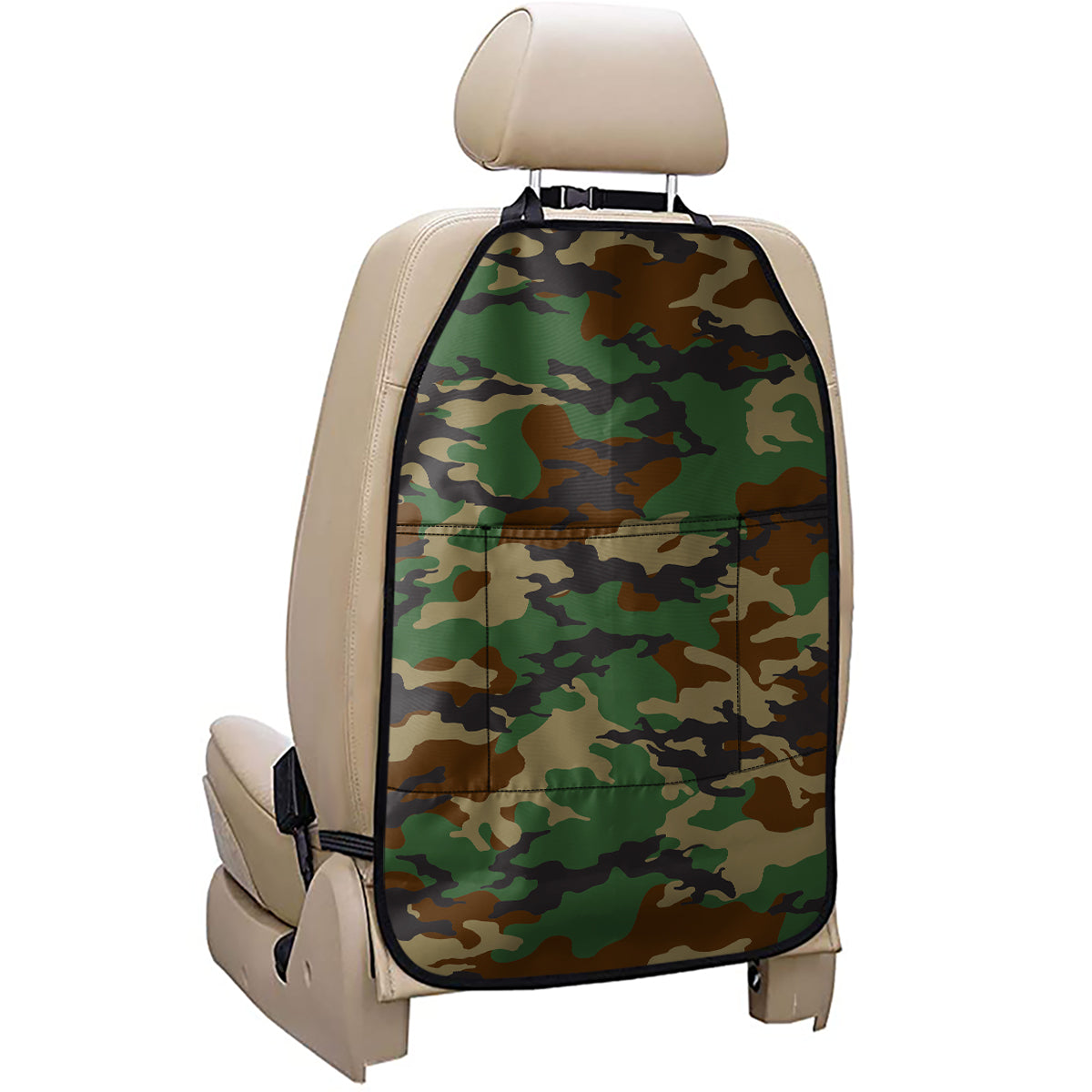 Green And Brown Camouflage Print Car Seat Organizers