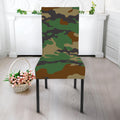 Green And Brown Camouflage Print Dining Chair Slipcover