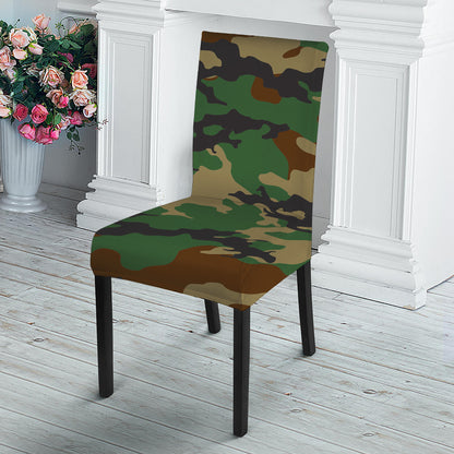 Green And Brown Camouflage Print Dining Chair Slipcover