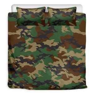 Green And Brown Camouflage Print Duvet Cover Bedding Set