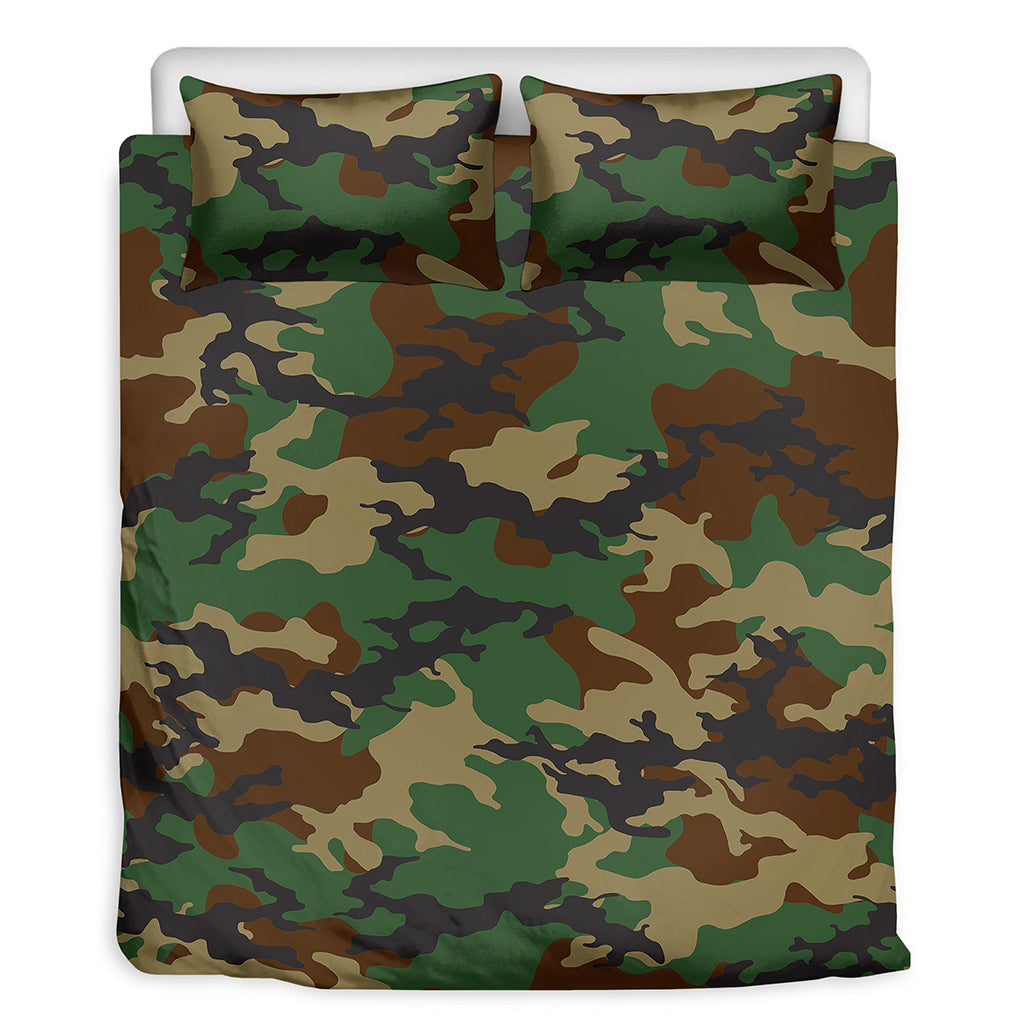 Green And Brown Camouflage Print Duvet Cover Bedding Set