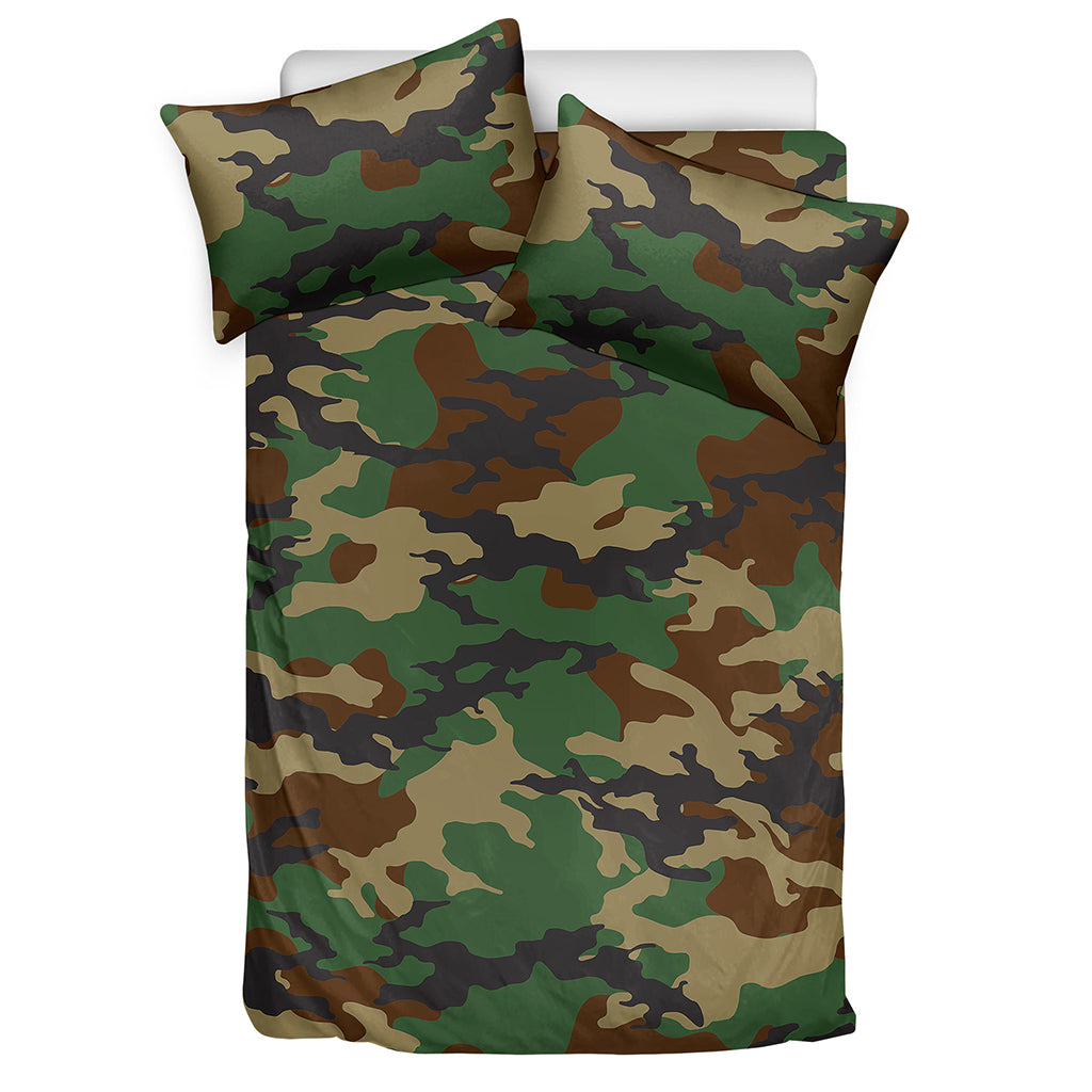 Green And Brown Camouflage Print Duvet Cover Bedding Set