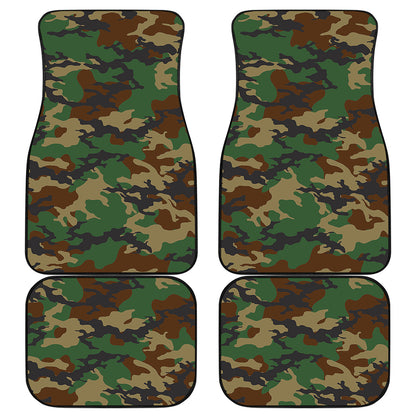 Green And Brown Camouflage Print Front and Back Car Floor Mats
