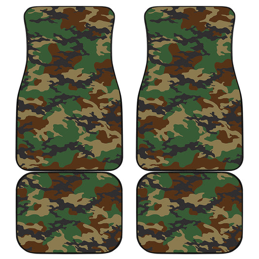 Green And Brown Camouflage Print Front and Back Car Floor Mats