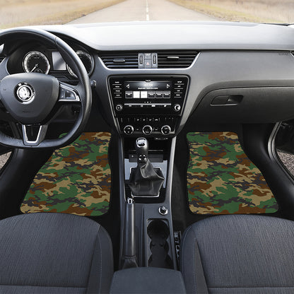 Green And Brown Camouflage Print Front and Back Car Floor Mats