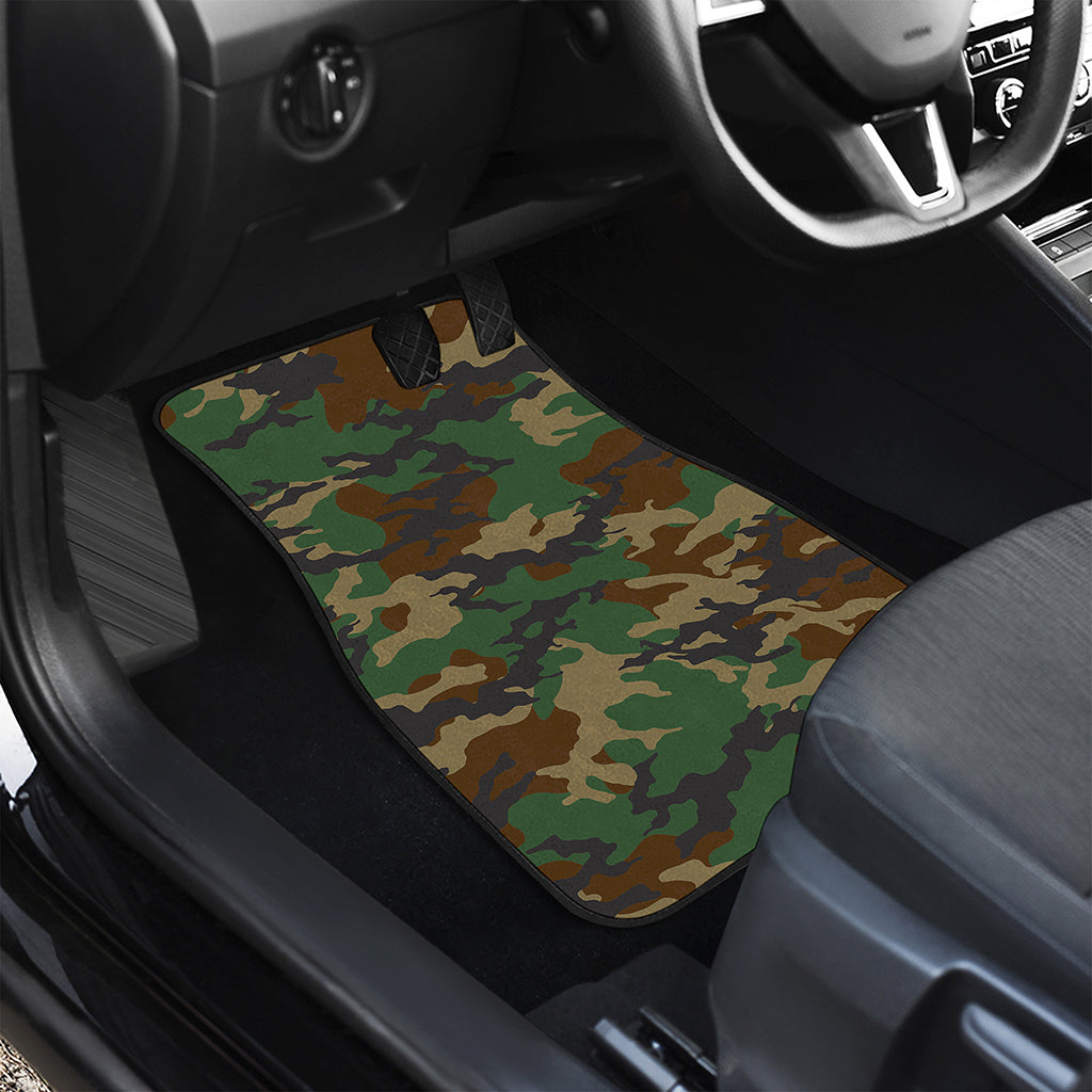 Green And Brown Camouflage Print Front and Back Car Floor Mats