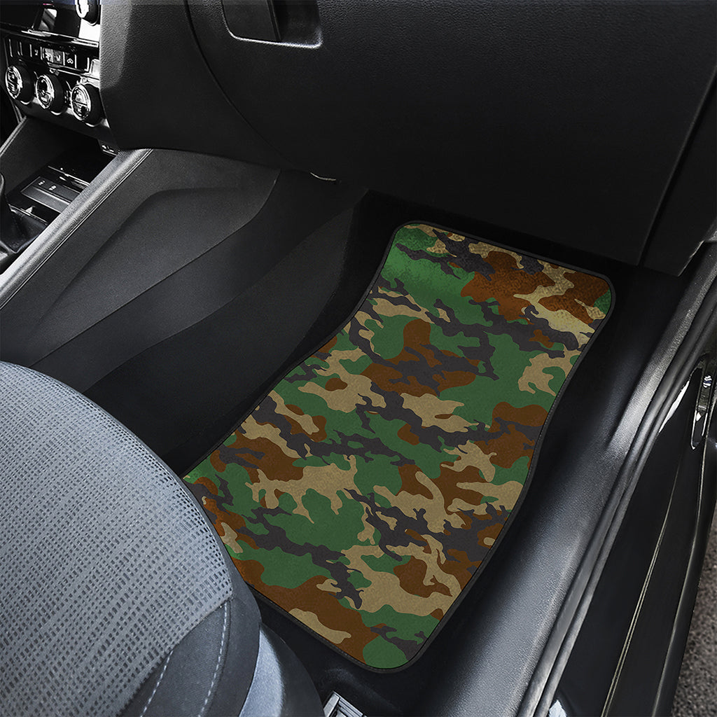 Green And Brown Camouflage Print Front and Back Car Floor Mats
