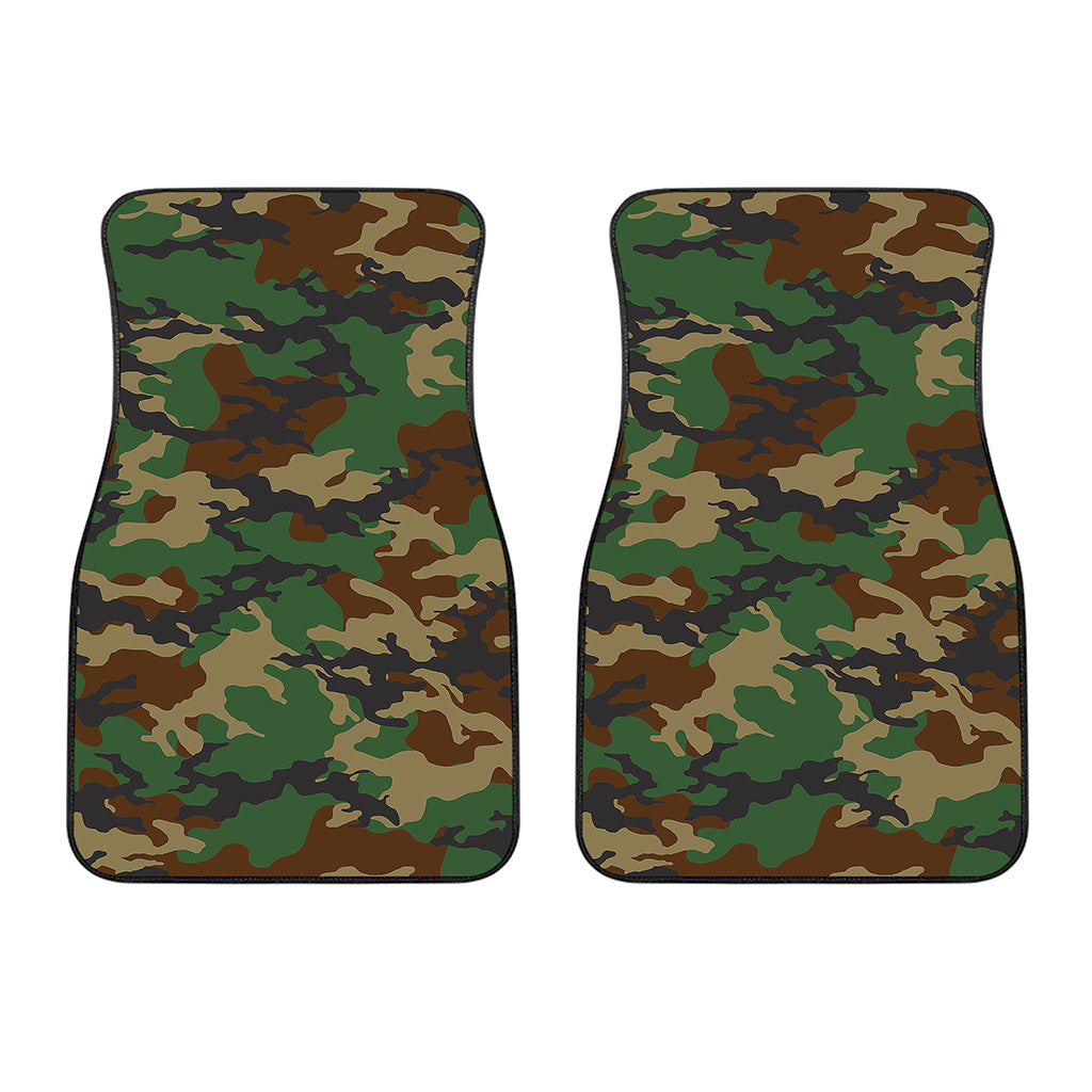 Green And Brown Camouflage Print Front Car Floor Mats