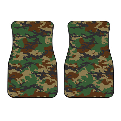 Green And Brown Camouflage Print Front Car Floor Mats