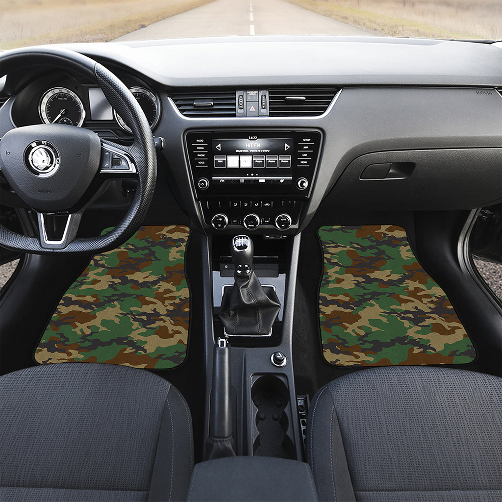 Green And Brown Camouflage Print Front Car Floor Mats