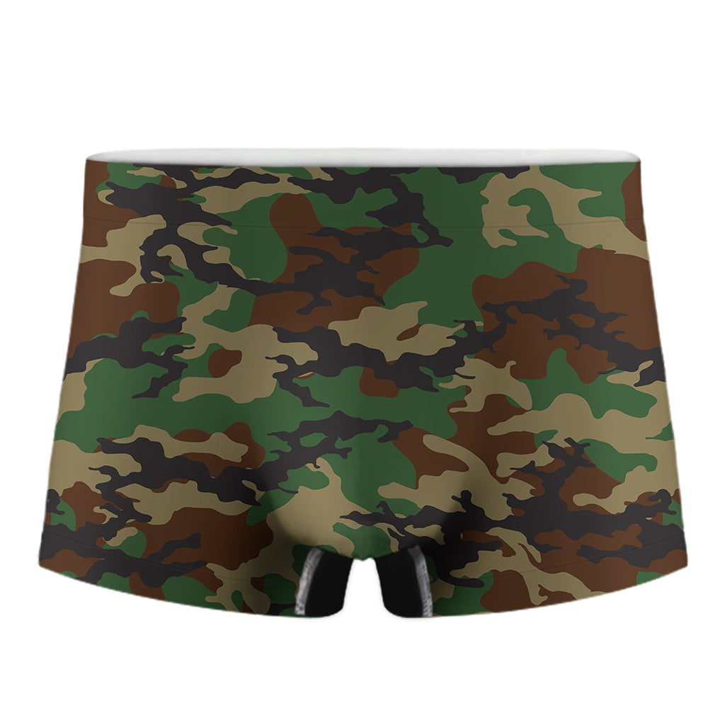 Green And Brown Camouflage Print Men's Boxer Briefs