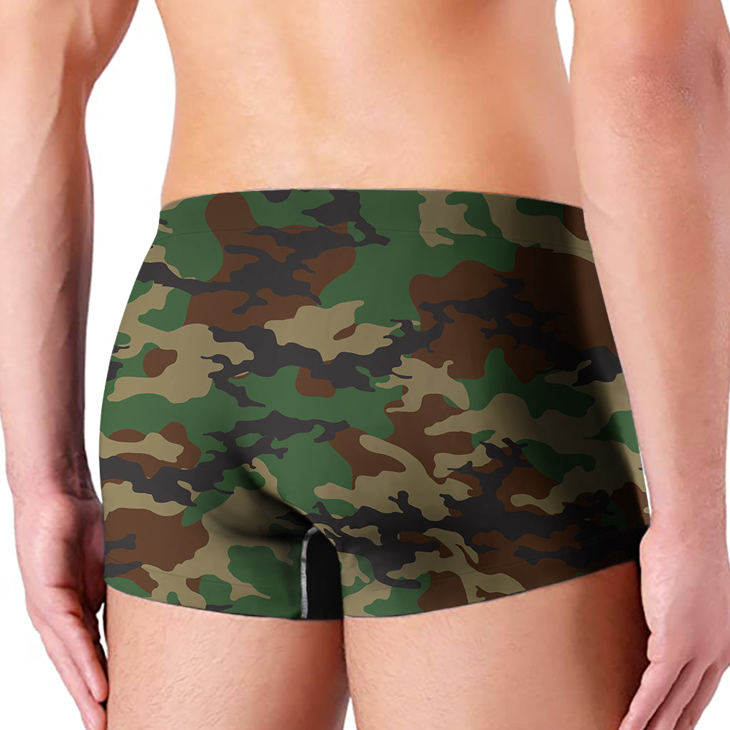 Green And Brown Camouflage Print Men's Boxer Briefs