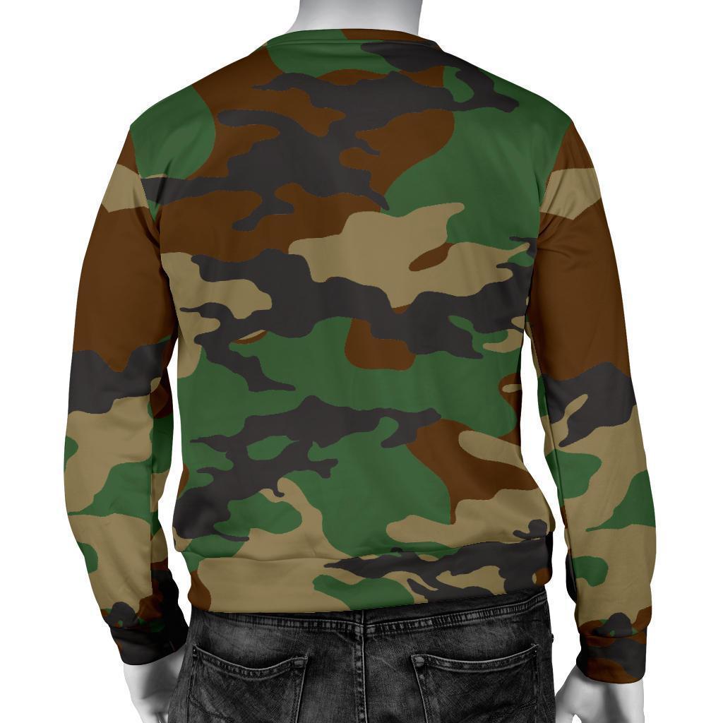 Green And Brown Camouflage Print Men's Crewneck Sweatshirt GearFrost