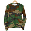 Green And Brown Camouflage Print Men's Crewneck Sweatshirt GearFrost