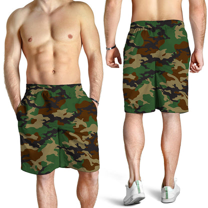 Green And Brown Camouflage Print Men's Shorts