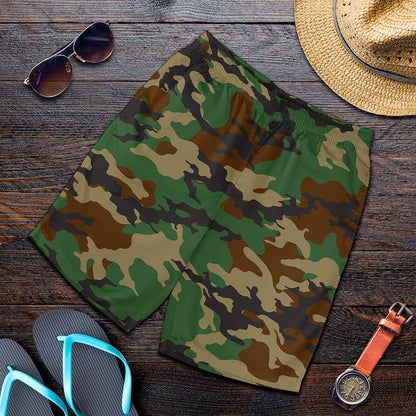 Green And Brown Camouflage Print Men's Shorts
