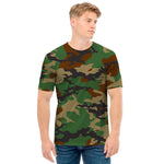 Green And Brown Camouflage Print Men's T-Shirt