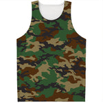 Green And Brown Camouflage Print Men's Tank Top
