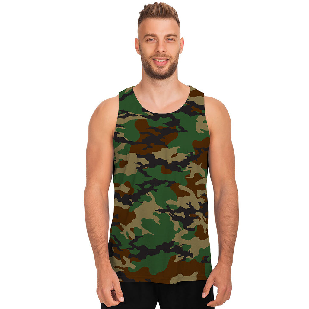 Green And Brown Camouflage Print Men's Tank Top