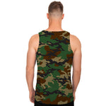 Green And Brown Camouflage Print Men's Tank Top