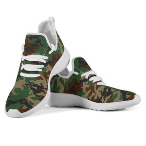 Green And Brown Camouflage Print Mesh Knit Shoes GearFrost