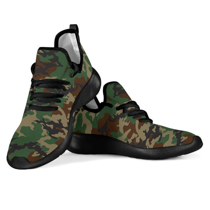 Green And Brown Camouflage Print Mesh Knit Shoes GearFrost