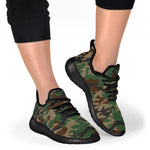 Green And Brown Camouflage Print Mesh Knit Shoes GearFrost