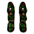 Green And Brown Camouflage Print Muay Thai Shin Guards