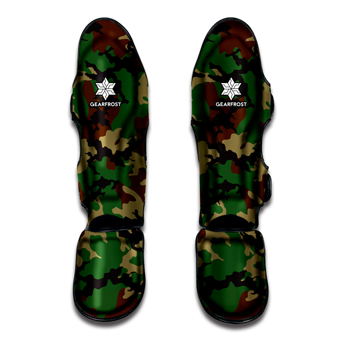 Green And Brown Camouflage Print Muay Thai Shin Guard
