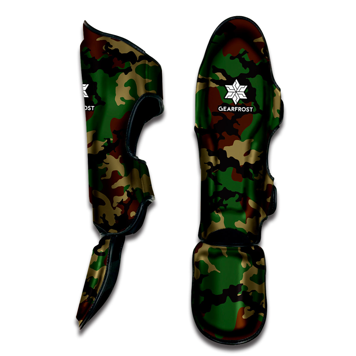 Green And Brown Camouflage Print Muay Thai Shin Guard