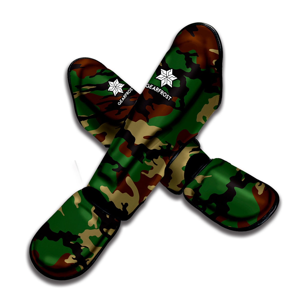 Green And Brown Camouflage Print Muay Thai Shin Guard