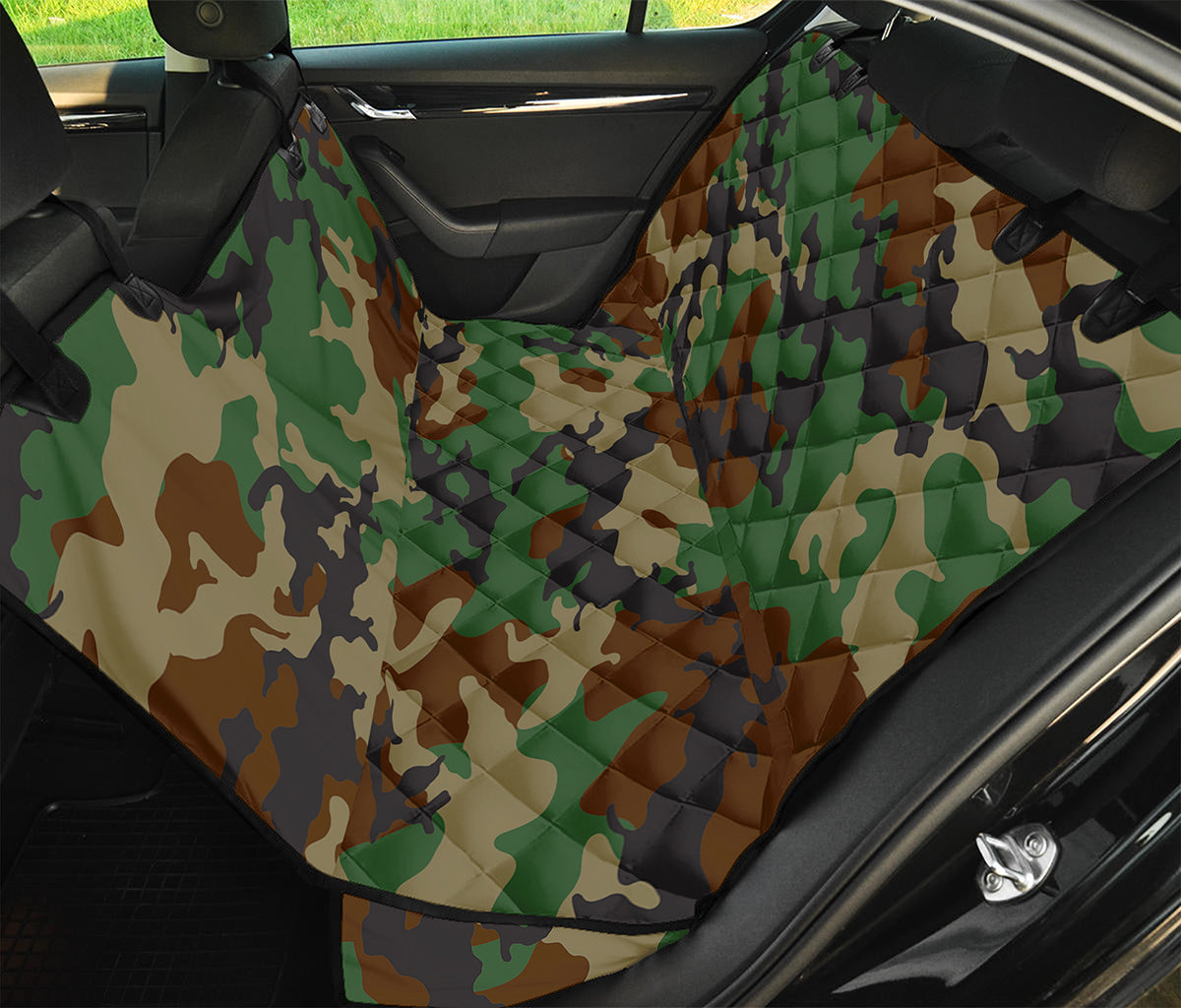 Green And Brown Camouflage Print Pet Car Back Seat Cover