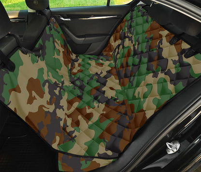 Green And Brown Camouflage Print Pet Car Back Seat Cover