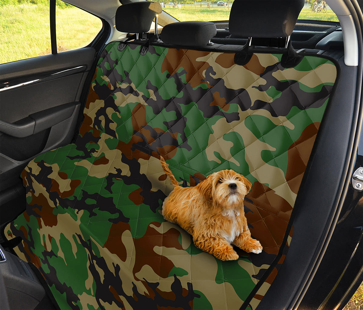 Green And Brown Camouflage Print Pet Car Back Seat Cover