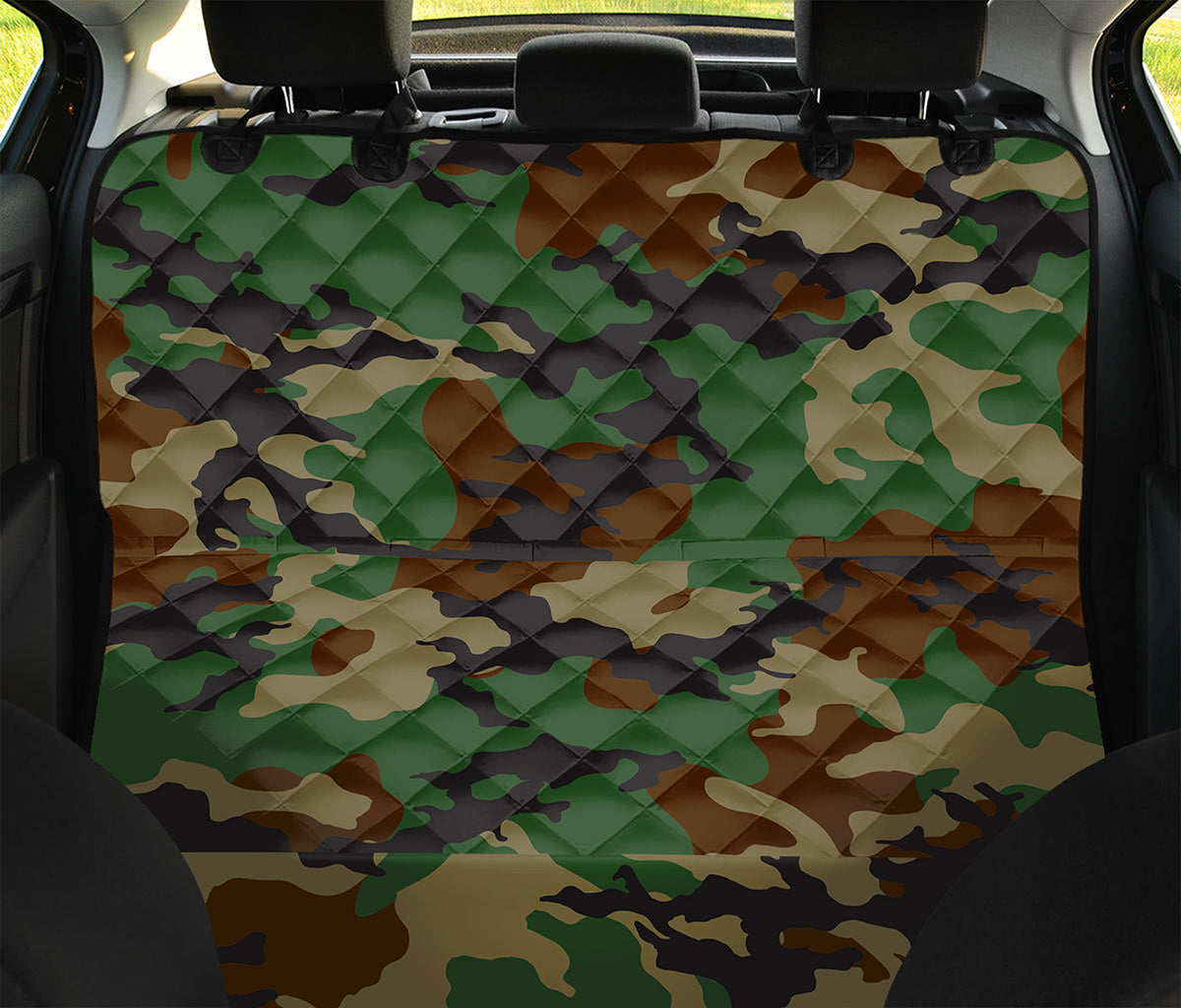 Green And Brown Camouflage Print Pet Car Back Seat Cover
