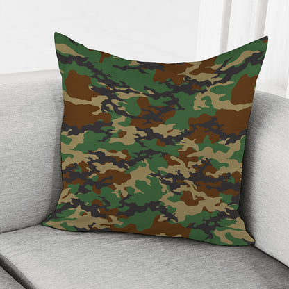 Green And Brown Camouflage Print Pillow Cover