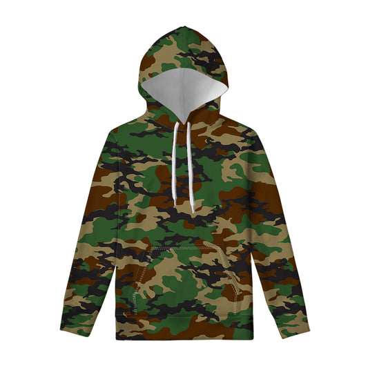Green And Brown Camouflage Print Pullover Hoodie