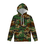 Green And Brown Camouflage Print Pullover Hoodie