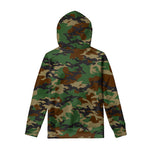 Green And Brown Camouflage Print Pullover Hoodie