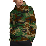Green And Brown Camouflage Print Pullover Hoodie