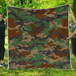 Green And Brown Camouflage Print Quilt