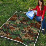 Green And Brown Camouflage Print Quilt