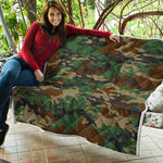 Green And Brown Camouflage Print Quilt