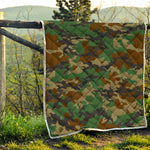 Green And Brown Camouflage Print Quilt