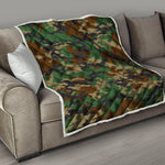 Green And Brown Camouflage Print Quilt